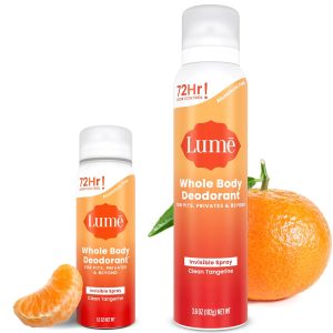 Lume Invisible Whole Body Deodorant Spray Duo (Full-Size & Mini) — 72-Hour Odor Control. 2-Piece Set (3.6 oz & 1.0 oz) – Fresh Citrus Scent
